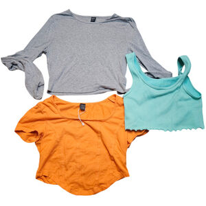 SHEIN Crop Tops Medium Gray Long Sleeve Green Tank Orange T-shirt